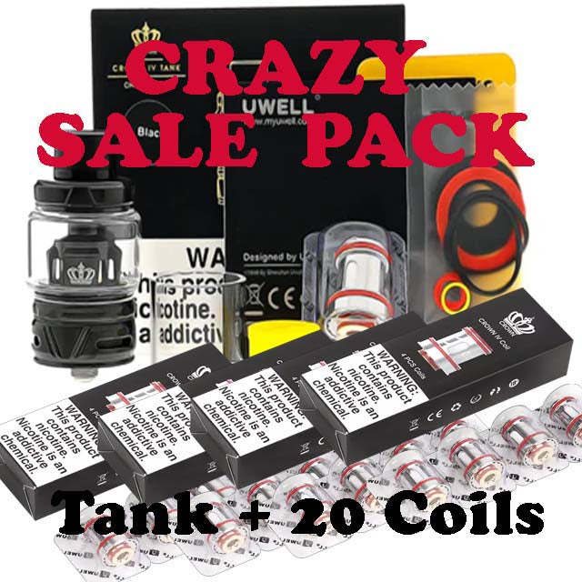 **SALE PACK [101] ** Uwell Crown IV Tank Atomizer 6ml + 5 x (4Packs  of Coils)